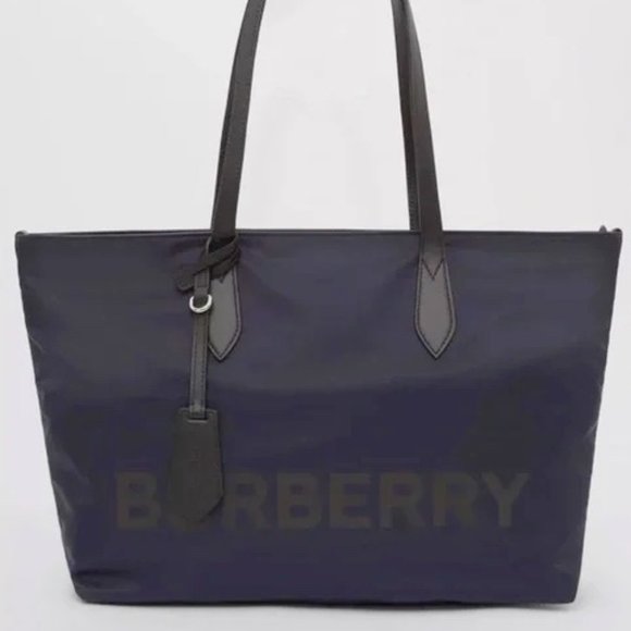 Burberry LL MD Nylon and Leather Tote Bag in BLUE, Made in Italy - Picture 1 of 14